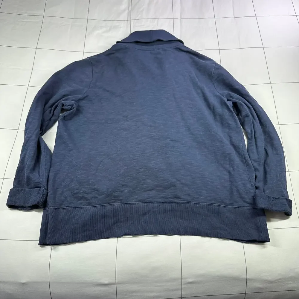 Haven Well Within Sweater Womens Medium Navy Blue Cardigan Open Roll Neck Casual